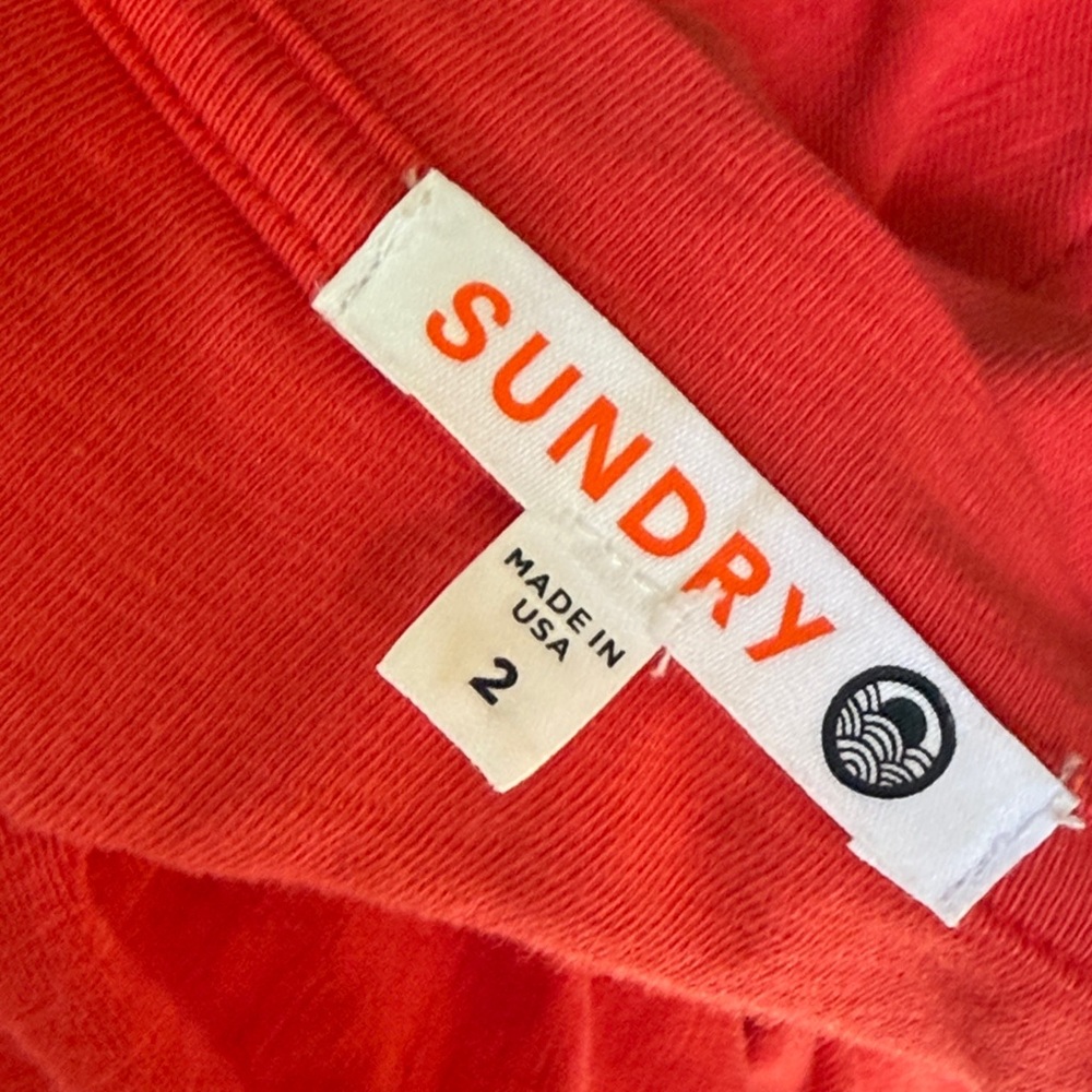 Anthropologie Sundry Ruched Long Sleeve Mini Dress Pink/Coral Size Medium - Picture 3 of 14
